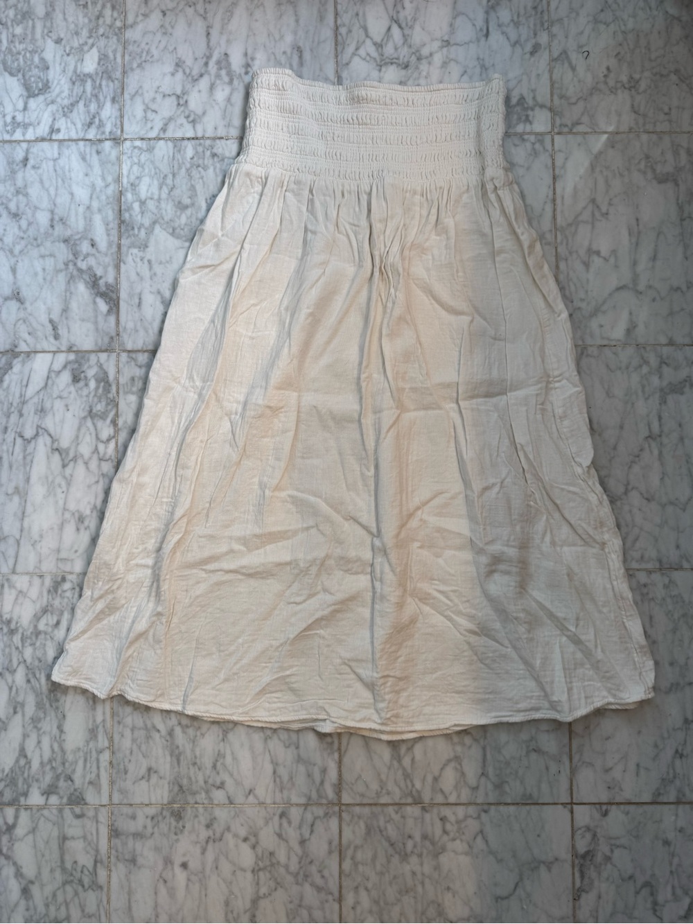 Old Navy White Smocked Waist Midi Skirt